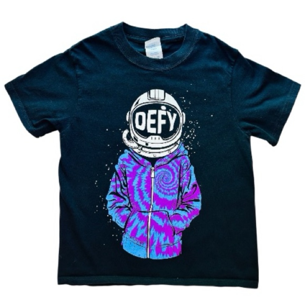 Kids Defy Gravity Astronaut Graphic Youth T-Shirt Spacesuit Small 100%Cotton